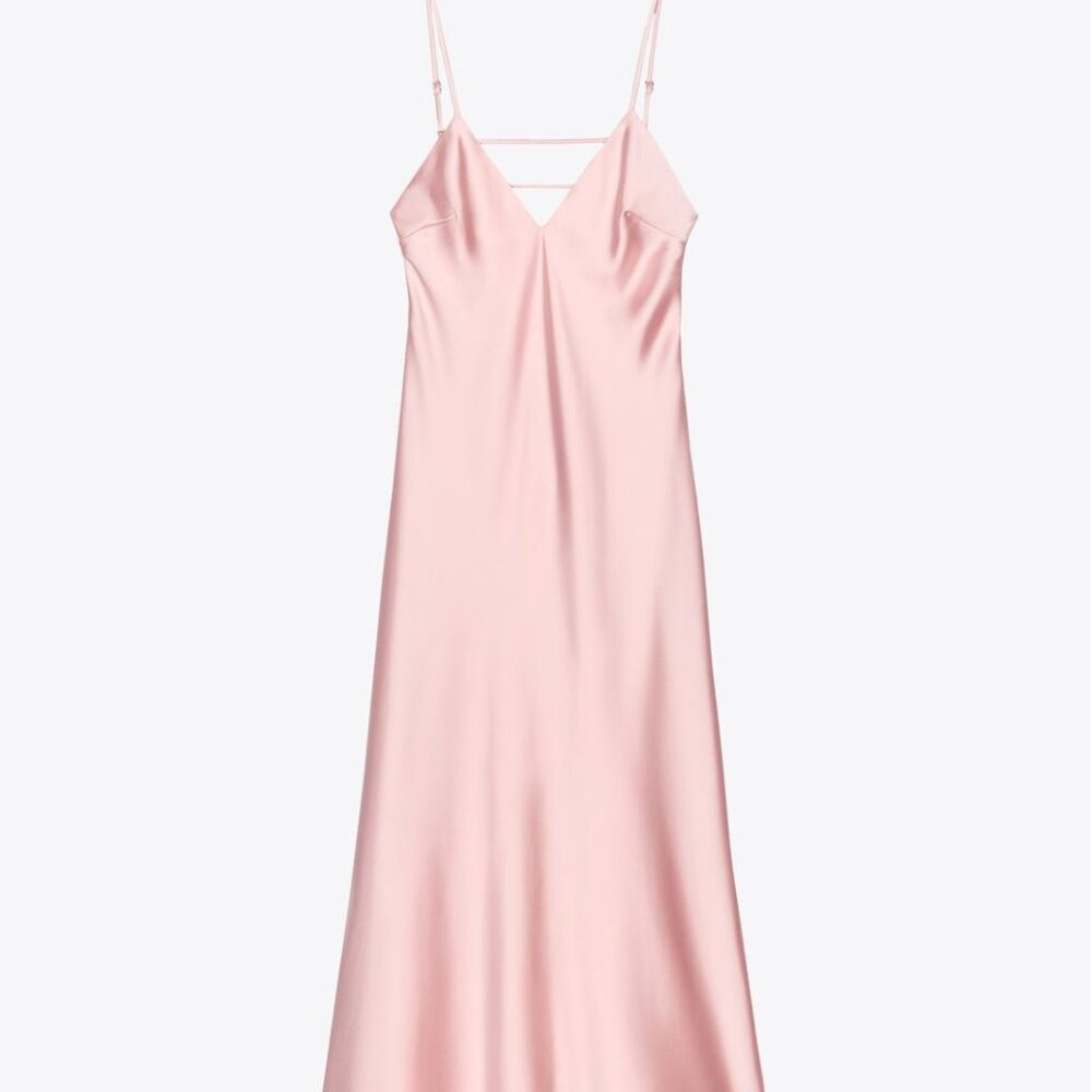 ZARA Satin Midi Dress – Pastel Pink – Size L – New (No Tags) 🎀 - Picture 5 of 13